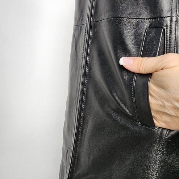 Jaclyn Smith Black Leather Zip Up Jacket Size S - Picture 6 of 11